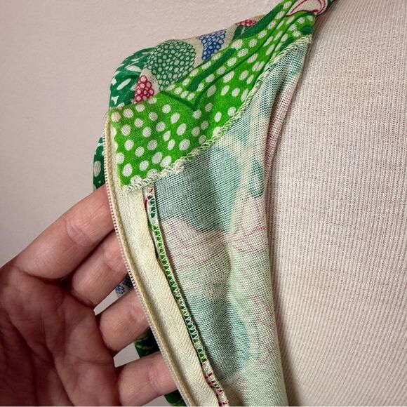 RARE Vintage Diane Von Furstenberg 60s Mod Groovy Psychedelic Green Floral Dress - Picture 10 of 11